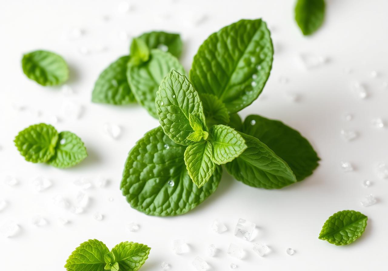 Natural mint leaves and herbs